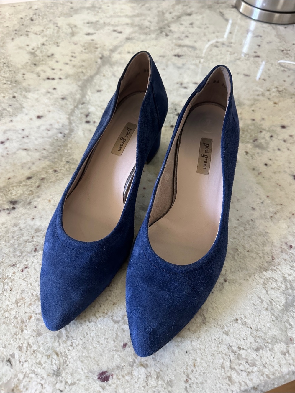 Paul Green Deep Blue Suede Pointed Toe Pumps FITS LIKE 7